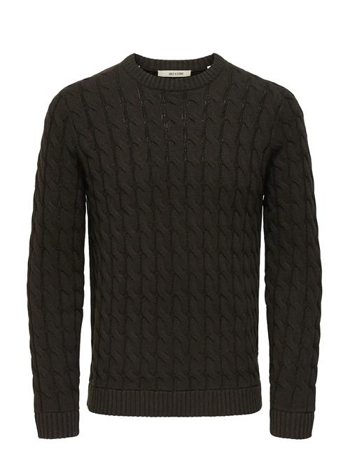 Onskicker Life Reg 3 Cable Crew Knit ONLY & SONS Brown