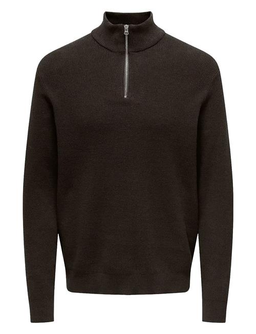 Onsphil Reg 12 Cotton Half Zip Knit Noos ONLY & SONS Brown