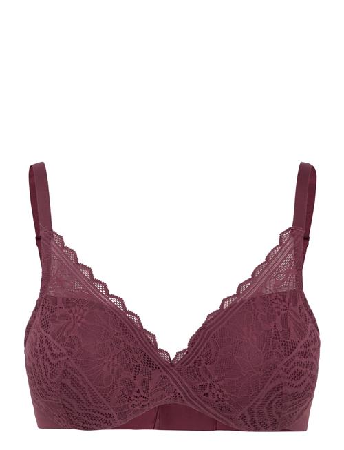 Floral Touch Covering Memory T-Shirt Bra CHANTELLE Burgundy