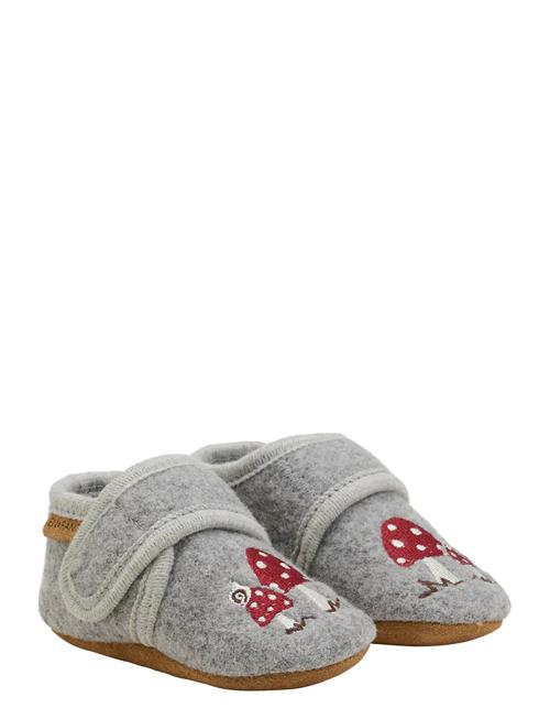 Wool Slippers W. Embroidery En Fant Grey