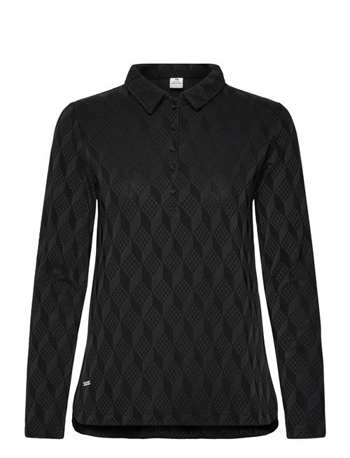 Graphic Jaquard Ls Poloshirt Daily Sports Black