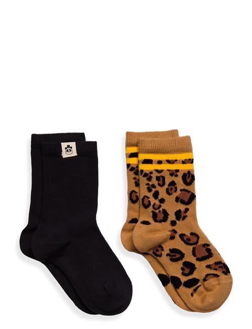 Basic Leopard 2-Pack Socks Mini Rodini Black