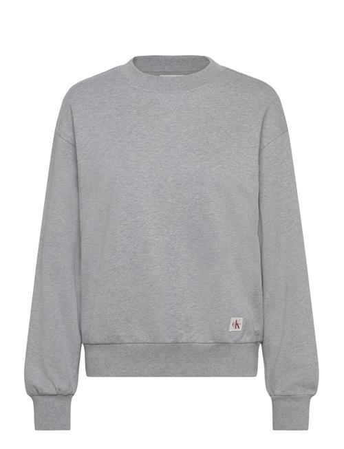 A- Ls Badge Logo Terry Crew Nk Calvin Klein Jeans Grey
