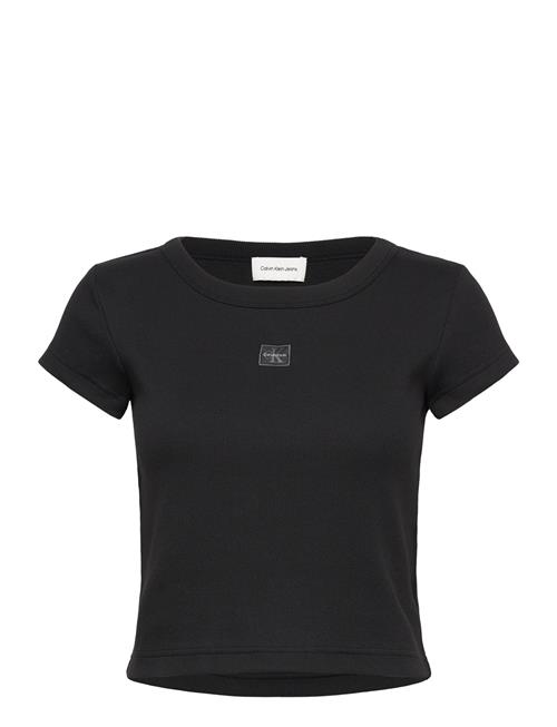 A- Woven Label 2X2 Rib Baby Tee Calvin Klein Jeans Black