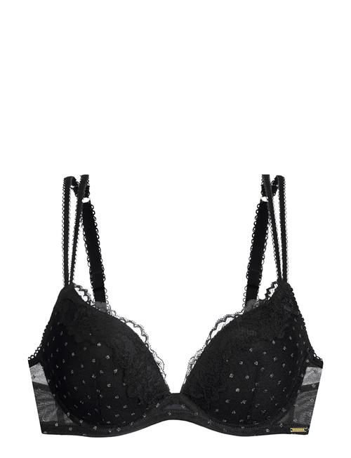 Origins-Shimmer Dot Mesh Push Up Plunge Dorina Navy