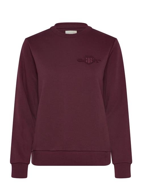 Reg Tonal Shield C-Neck Sweat GANT Burgundy