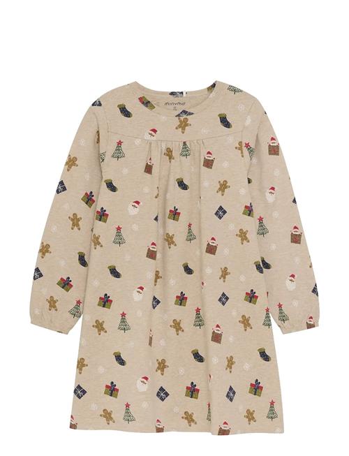 Nightdress Ls Aop Minymo Beige