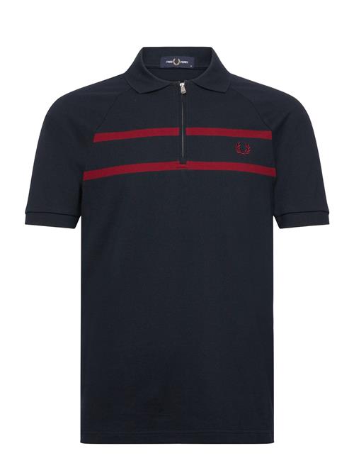 Pique Zip Neck Polo Shirt Fred Perry Navy