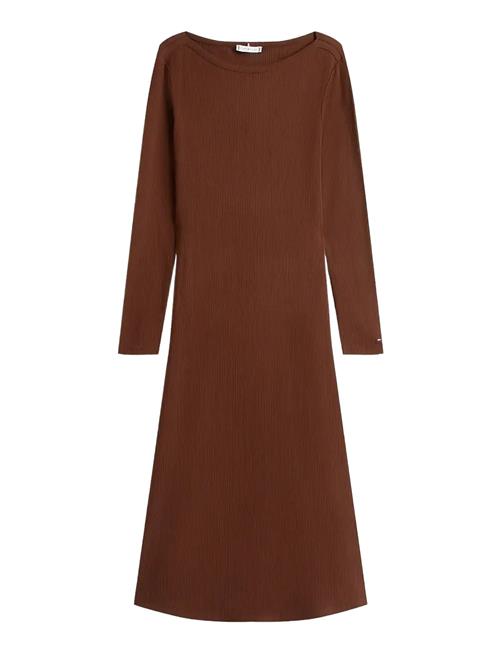 5X2 Rib Flare Midi Dress Ls Tommy Hilfiger Brown