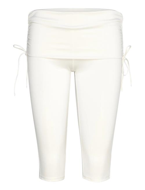 Ruched Low Rise Capri Leggings Monki White