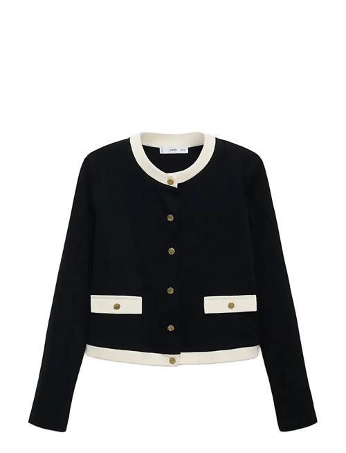 Contrasting Cotton Cardigan Mango Black