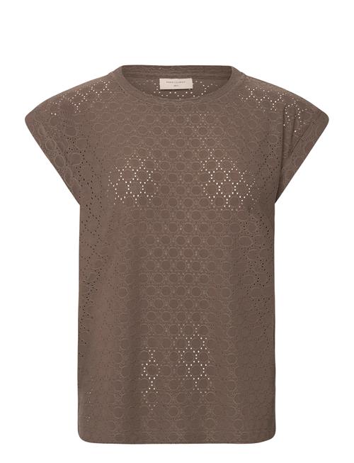 T-Shirt From Freequent In A Soft Material With A Lovely Hole Pattern. The T-Shir FREE/QUENT Brown
