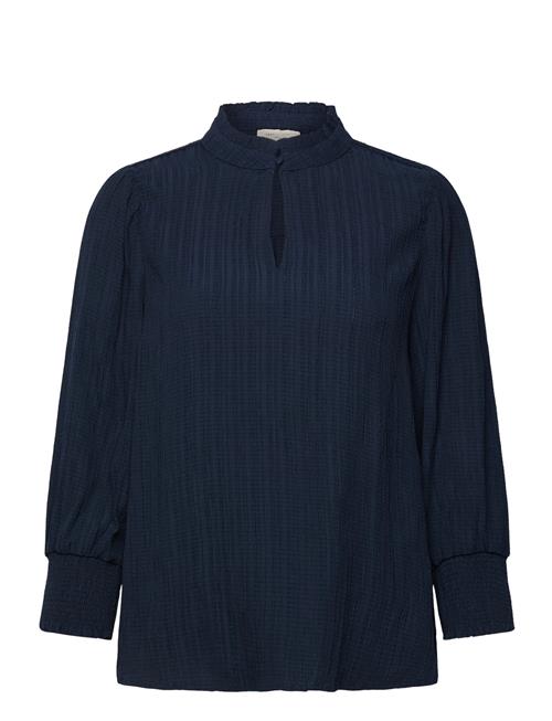 Blouse From Freequent In A Light Material Of Recycled Polyester With A Fine Text FREE/QUENT Navy