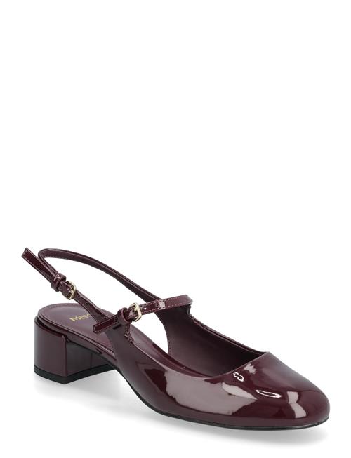 Patent Leather-Effect Block-Heel Shoes Mango Burgundy