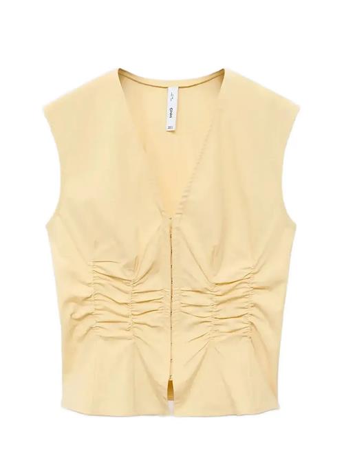 Gathered Cotton Blouse Mango Yellow