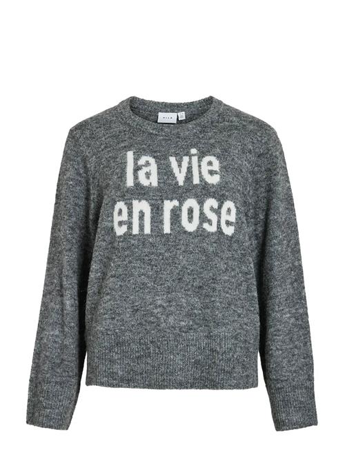 Vimelie O-Neck L/S Detail Knit Top/R Vila Grey