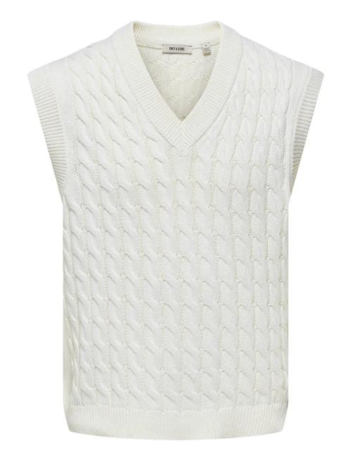 Onskicker Life Rlx 3 Cable Vest Knit ONLY & SONS White