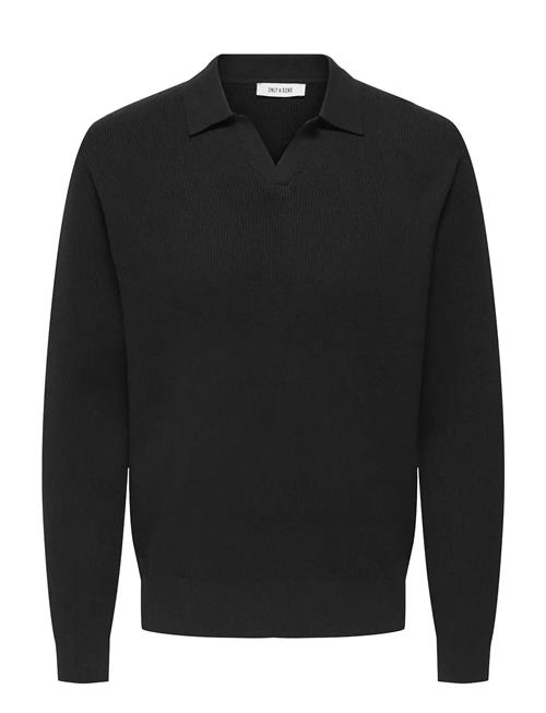 Onsphil Reg 12 Struc Split Neck Knit ONLY & SONS Black