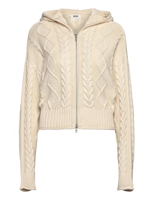 Cropped Knitted Hoodie Monki Cream