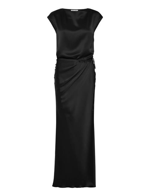 Yui Satin Wrap Dress Ahlvar Gallery Black