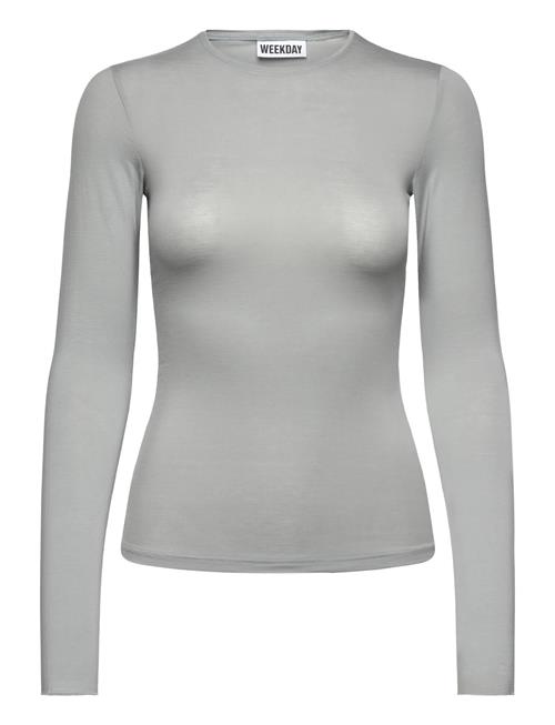 Fitted Long Sleeve Top Weekday Grey