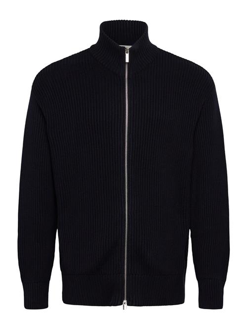 Slhdry Ls Knit Relaxed Full Zip Collar Selected Black