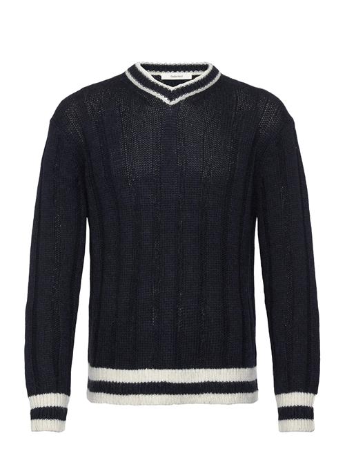 Slhroy Ls Knit Relaxed Rib V-Neck Selected Navy