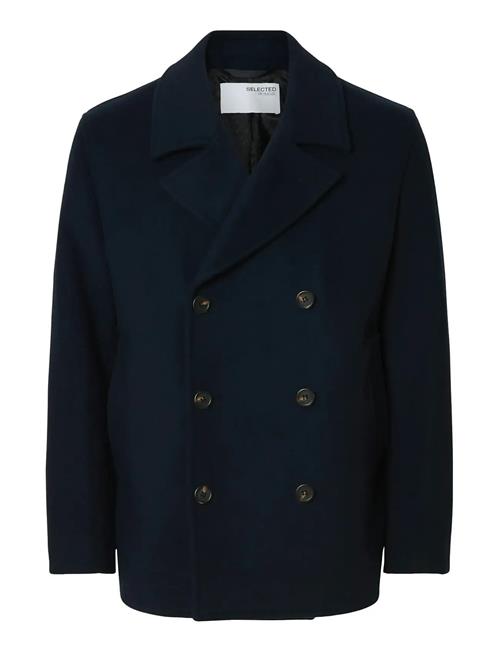 Slharchive Wool Blend Peacoat Selected Navy