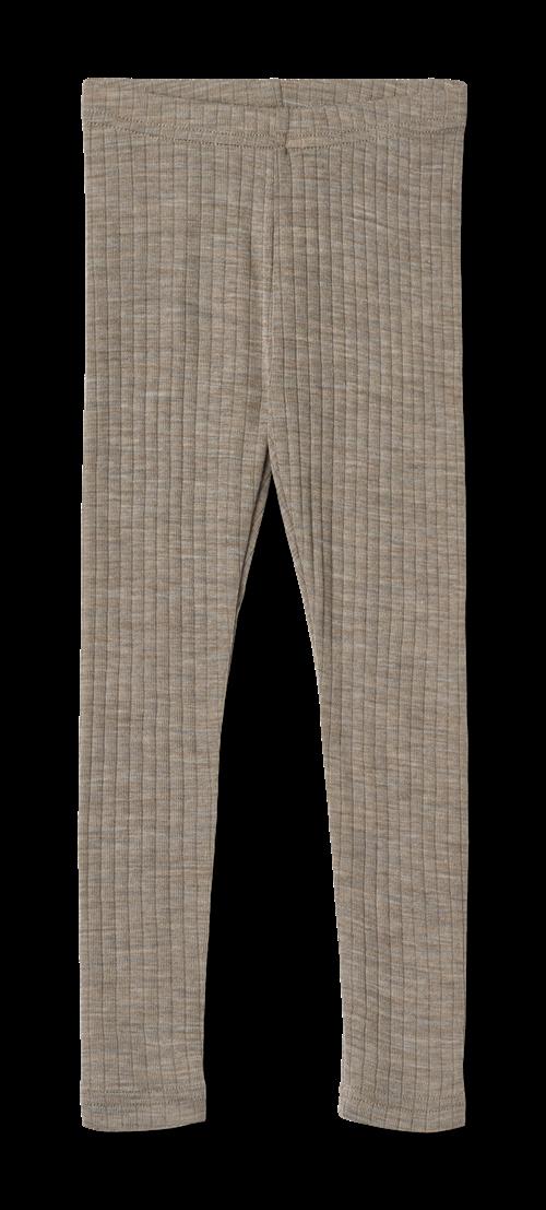 Wheat Agi Leggings I Uld Og Silke Khaki Melange  Khaki Melange 110 cm  Brun  110 cm  Unisex
