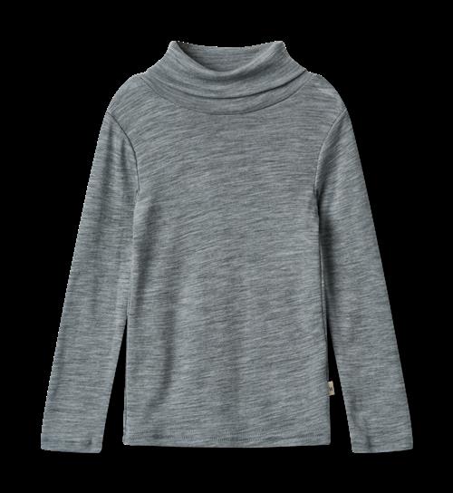 Wheat Aksel Uld-T-shirt Med Rullekrave Melange Grey  Melange Grey 110 cm  Grå  110 cm  Unisex