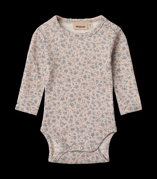 Wheat Lucca Uld Med Lange Ærmer Body Blue Flowers  Blue Flowers 74 cm  Lyserød  74 cm  kvinde