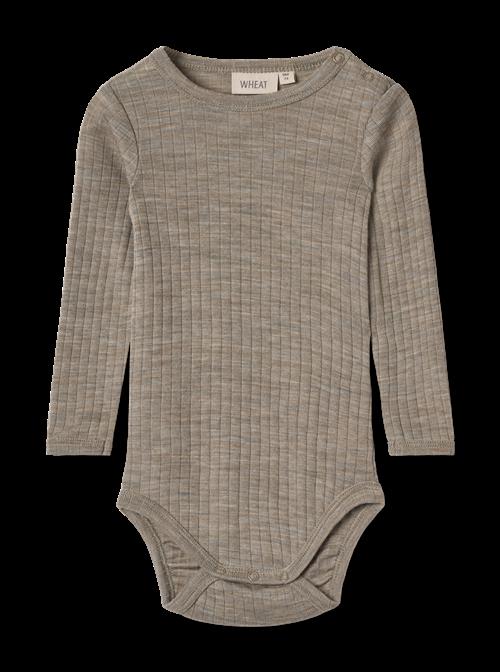 Wheat Lucca Lange Ærmer Uld Silke Body Khaki Melange  Khaki Melange 74 cm  Brun  74 cm  mand