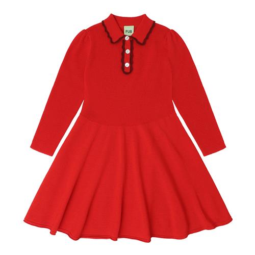 FUB Peplum-kjole I Uld Signal Red  Signal Red-140 cm Wool Rød  140 cm  kvinde