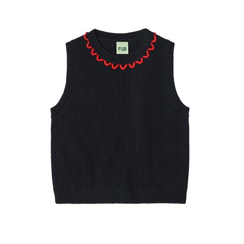 FUB Lammeuldsvest Dark Navy  Dark Navy-100 cm Wool Marineblå  100 cm  Unisex