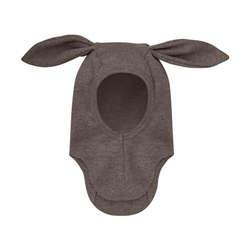 Huttelihut Balaclava I Uldrib Med Ører Brown Melange  Brown Melange 86/92 cm  Brun  86/92 cm  Unisex