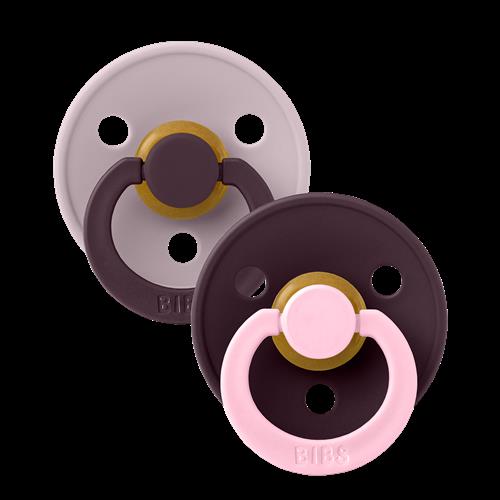 BIBS Studio Colour Fusion 2-pak Runde Latex-sutter Lilac Plum Mix  Lilac Plum Mix 6+ Months Latex Lilla  6+ måneder  unisex