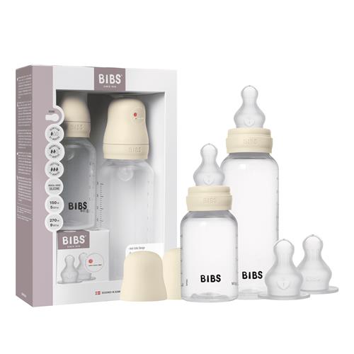 BIBS BIBS Grow And Flow Sutteflaskesæt I Silikone 150 Ml / 270 Ml Ivory  150 ml / 270ml Set Ivory  Creme  barnevogn 0+ Unisex