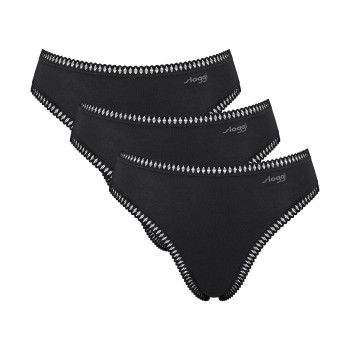 Sloggi Trusser 3P GO Crush High Leg Briefs Sort bomuld X-Small Dame