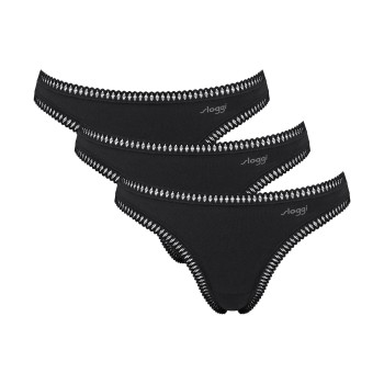 Sloggi Trusser 3P GO Crush String Sort bomuld Large Dame