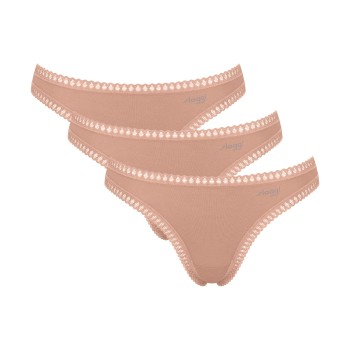 Sloggi Trusser 3P GO Crush String Lysbrun  bomuld X-Small Dame
