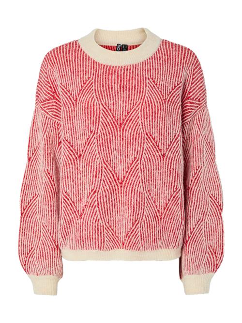 PIECES Pullover 'PCJenna'  lysegrå / blodrød