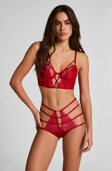 Hunkemöller Noeki højtaljet brasiliansk trusse med høj benudskæring Rød