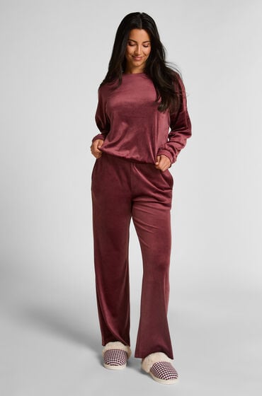 Hunkemöller Pyjamasbukser i velour Rød
