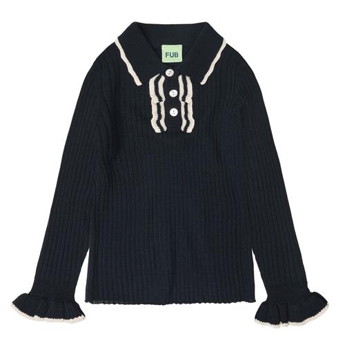 FUB Polo Med Uldfrynser Dark Navy  Dark Navy-120 cm Wool Marineblå  120 cm  kvinde
