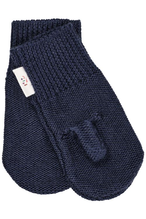 Copenhagen Colors Strikkede Vanter I Merinould Navy  Navy 92/98 cm Wool Marineblå  92/98 cm  unisex