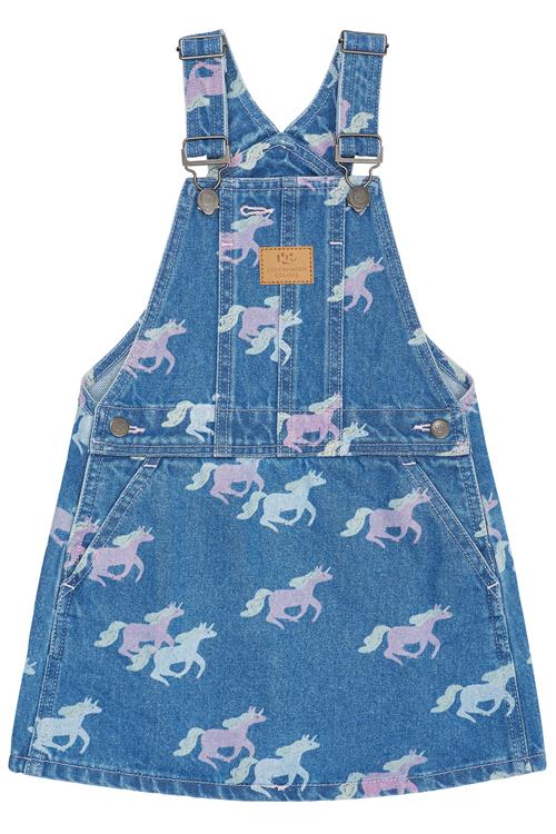 Copenhagen Colors GOTS Spencer-kjole I Denim Indigo Blue Washed With Unicorn  Indigo Blue Washed With Unicorn 92 cm  Blå  92 cm  kvinde