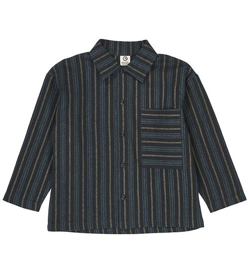 Müsli Skjorte - Stripe - Night Blue/Moss/Stormy Blue