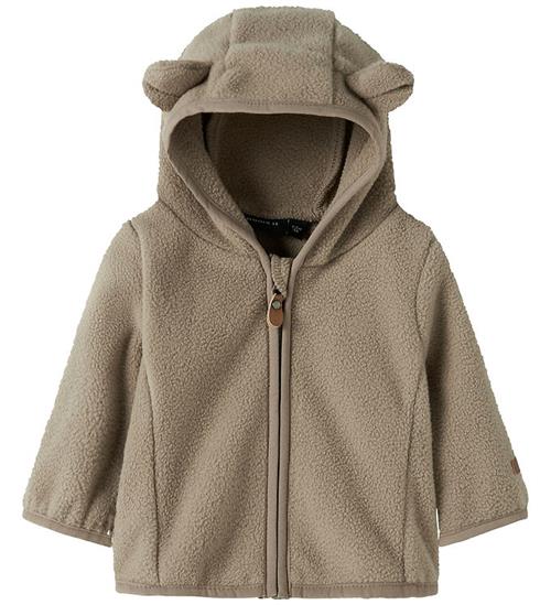 Name It Fleecejakke - NbnMeeko - Timber Wolf m. Ører