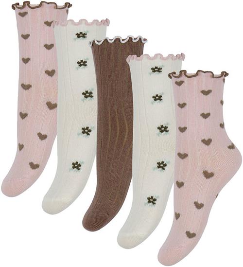 Name It Strømper - 5-pak - Rib - NmfNetti - Peppercorn/Burnished