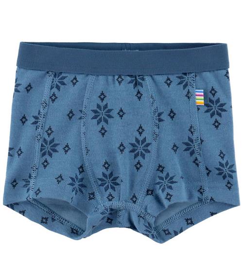 Joha Boxershorts - Uld/Bomuld - Blå m. Snefnug
